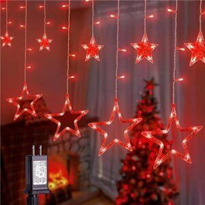 Red Star Icicle Curtain Lights 126LED 8.2FT 8Modes